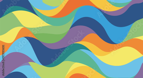Multicolored Wavy Lines Pattern Design Element.