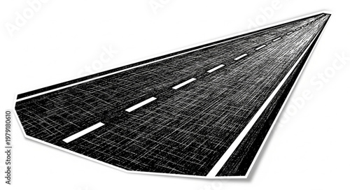 Asphalt Road with White Lines Illustration.