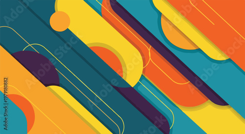 Vibrant Abstract Shapes and Lines Design.
