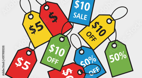 Discount Tags with Dollar Signs.