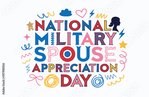 National Military Spouse Appreciation Day Vector Illustration, Patriotic Family Support Design