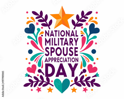 Military Spouse Appreciation Day Vector Art, Honor and Support Family Celebration Isolated on White