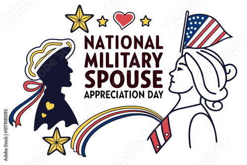 Military Spouse Appreciation Day Vector Art, Honor and Support Family Celebration Isolated on White