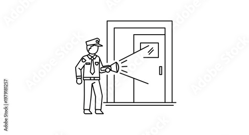 Police officer with flashlight.