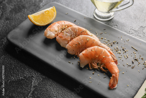 Board with tasty boiled shr...