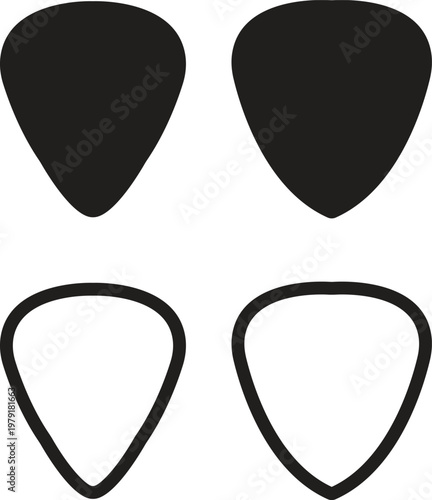 Guitar pick icon set collection group flat line solid vector music instrument plectrum symbol design isolated on white background for app web logo ui pack editable stroke.