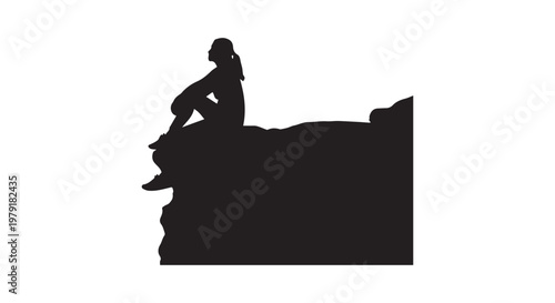 silhouette of a solitary person standing on a mountain peak against the sunset sky