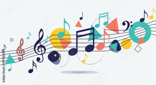 Colorful Music Notes and Symbols Illustration 1.