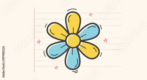 Simple Cartoon Flower Illustration Design Element.