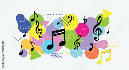 Colorful Music Notes and Symbols Illustration 3.