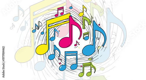Colorful Music Notes and Symbols.