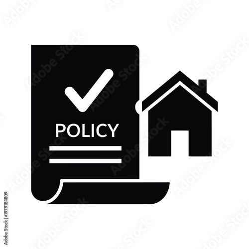 Policy document with checklist symbol representing rules, regulations and compliance standards for businesses and organizations