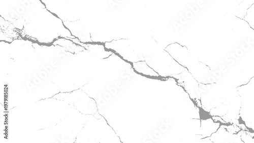 Marble surface with gray veins and cracks on white background natural stone texture