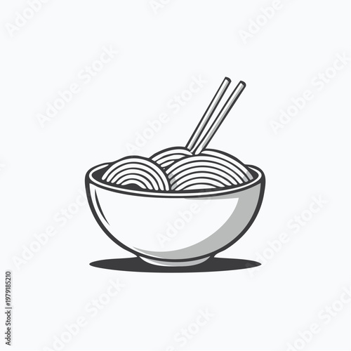 A vector illustration of a hot bowl of soup and rice dish icon set featuring a cartoon meal design with a spoon and kitchen symbol for dinner