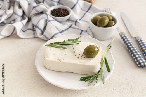 Soft white cheese block wit...