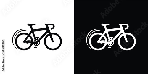 Cycling Silhouette Icon, White Bicycle Vector, Speed Stripes and Transparent Background