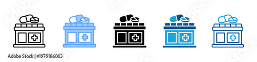 Pharmacy icon multiple style and collection