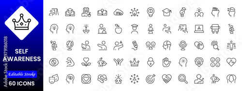 Self-Improvement icon collection set. Productivity, progress, management, user growth, decision making, transformation icon. Simple glyph vector collection