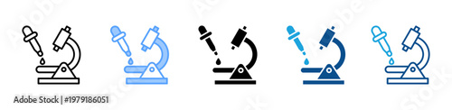 Microscope icon multiple style and collection