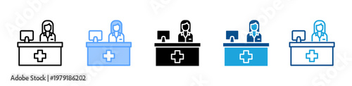 Receptionist icon multiple style and collection