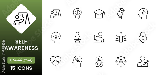 Self-Improvement icon collection set. Productivity, progress, management, user growth, decision making, transformation icon. Simple glyph vector collection