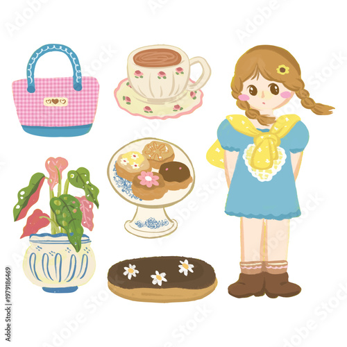 cute spring shopping collections hand drawn vector illustration