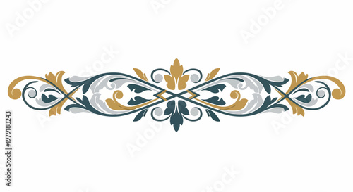 Ornate Floral Design Element with Golden Accents.