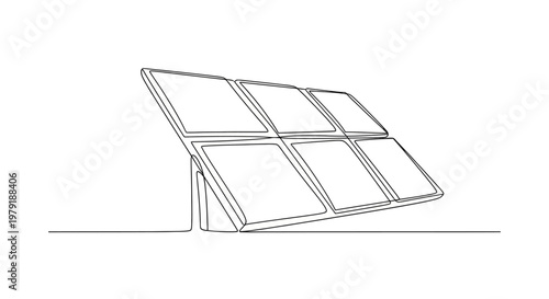 Solar panel, clean energy, renewable power, sustainable technology, single line drawing