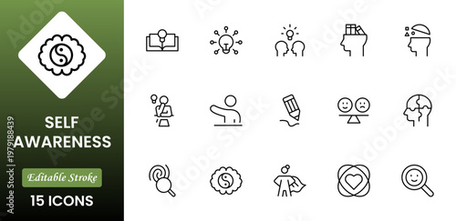 Self-Improvement icon collection set. Productivity, progress, management, user growth, decision making, transformation icon. Simple glyph vector collection