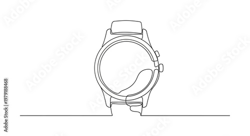 Minimalist Line Art Drawing of a Classic Wristwatch