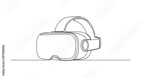 Virtual Reality Headset Line Art Drawing, Futuristic Technology Concept