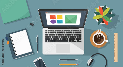 Laptop Computer Office Workspace Device.