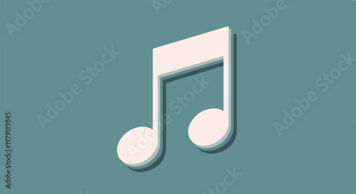 White Musical Eighth Note Symbol.