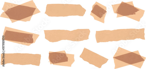 Craft paper isolated on a white background. Set of paper different shapes scraps isolated on white background with clipping path.