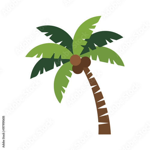 Palm Tree Illustration with Green Leaves 1.