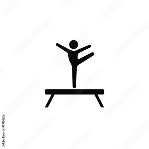 Gymnast Icon Performing on Balance Beam Flat Minimalist Style Isolated
