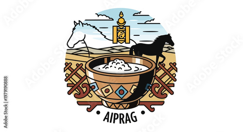 Aiprag: Traditional Mongolian Fermented Mare's Milk Drink with Horses and Ger