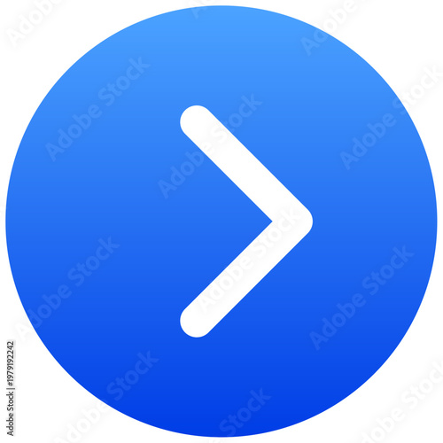 Circular blue forward chevron button icon for next step and UI navigation