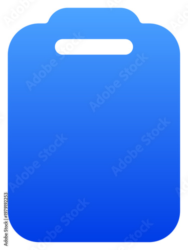 Solid blue clipboard icon for document task and office organization