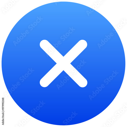 Circular blue button icon with a cross for close and cancel actions