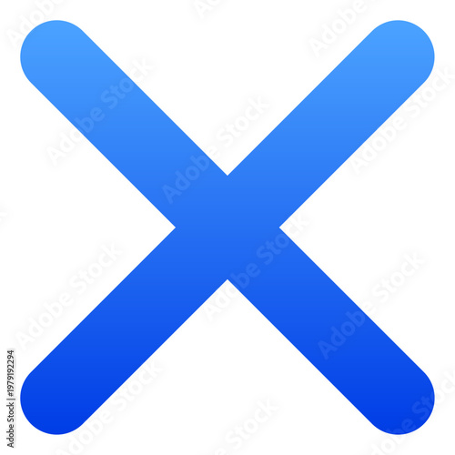 Solid blue cross icon for close action and cancel button UI design