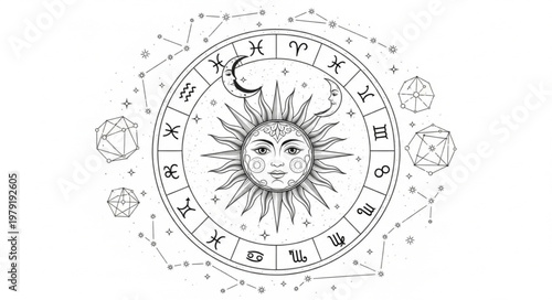 Astrology zodiac wheel chart symbol.