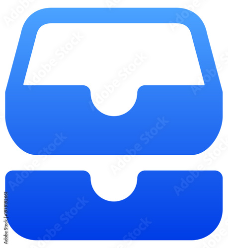 Solid blue stacked document trays icon for office file management