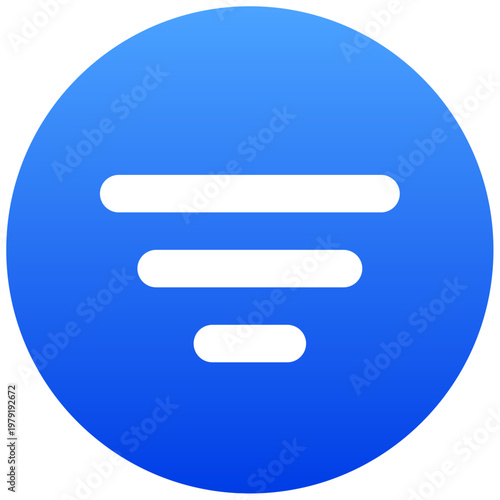 Circular blue button icon with a funnel for data filter settings