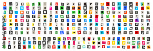 Ransom Note Alphabet Letters and Numbers for Anonymous Message Design