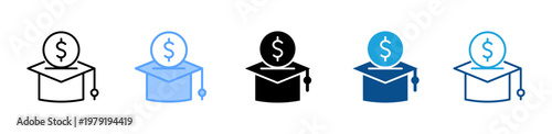 Graduation Fee icon multiple style and collection