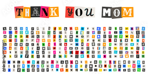 Ransom Note Style Alphabet for Mothers Day Card and Anonymous Message