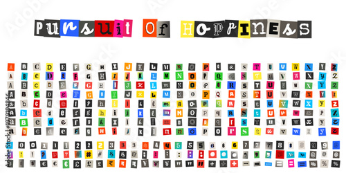 Anonymous Ransom Note Alphabet and Numbers for True Crime Mystery Podcast and Thriller Movie Graphics