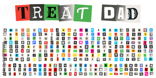 Ransom Note Style Alphabet for Father's Day Card Design