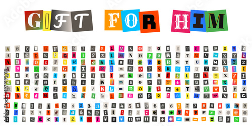 Ransom note style cutout letters and numbers for DIY gift card and anonymous message projects